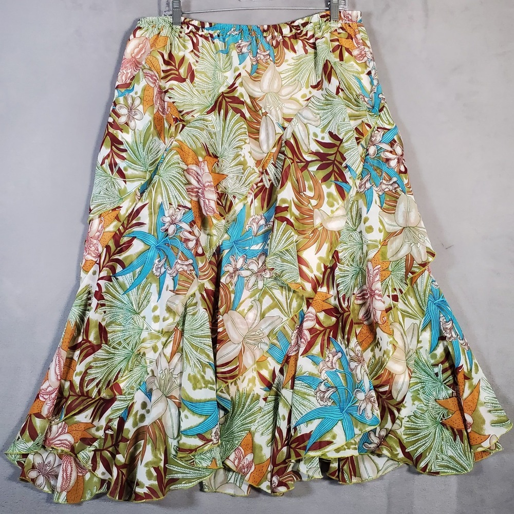 Signature by‎ Robbie Bee Skirt Womens 14W Multi Floral Flared Fairycore Artsy